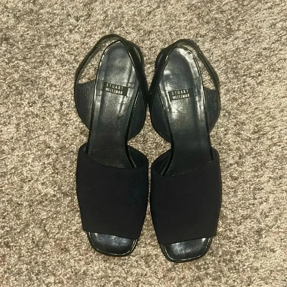 Stuart Weitzman slingback micro stretch heels sandals